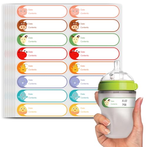 512 Pcs 1"x4" Waterproof Cartoon Baby Bottle Labels for Daycare - color: 8-color