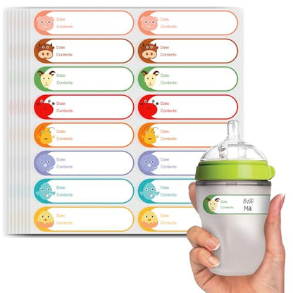 512 Pcs 1"x4" Waterproof Cartoon Baby Bottle Labels for Daycare - color: 8-color