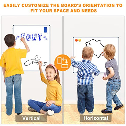 H-Qprobd White Board Dry Erase Whiteboard for Wall, 18"x24" Hanging Wall Mounted Magnetic Whiteboard Aluminium Frame for Home, Office, School, Kitchen - size: 24"x18"