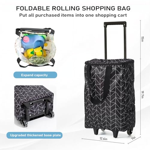 Small Rolling Shopping Cart with Wheels, Foldable & Portable