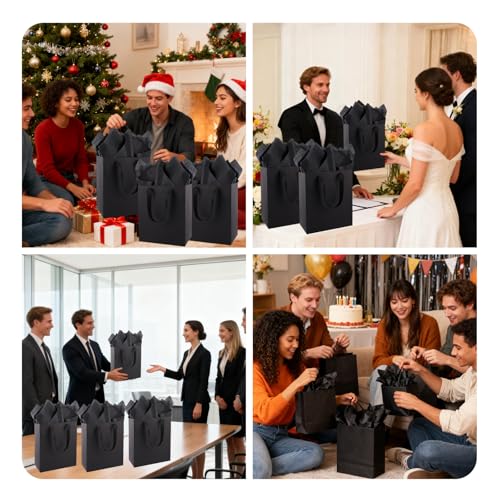 Addblu 10 Pack Black Gift Bags with Handles - color: Small - 10Pcs