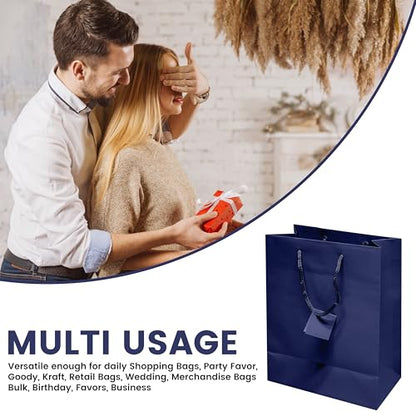 Novel Box Blue Gift Bags with Handles 10 Pack 8x4x10 Inches - color: Blue, size: Large