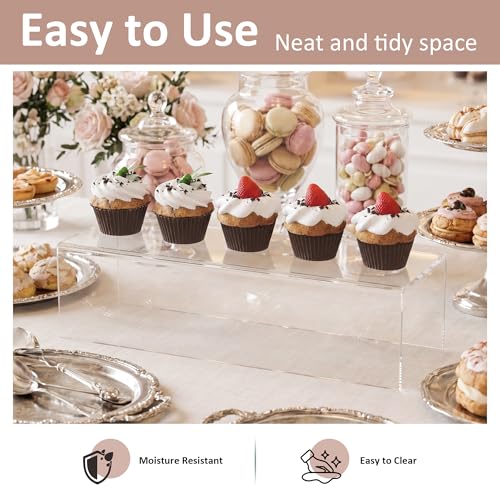 Acrylic Shelf Riser 15x5.1x4 pack of 2, Clear Acrylic Stand for Figure, Cosmetics, Bags, Shoes, Toys, Collectibles, 15x5.1x4 Inch - size: 15x5.1x4 Inch
