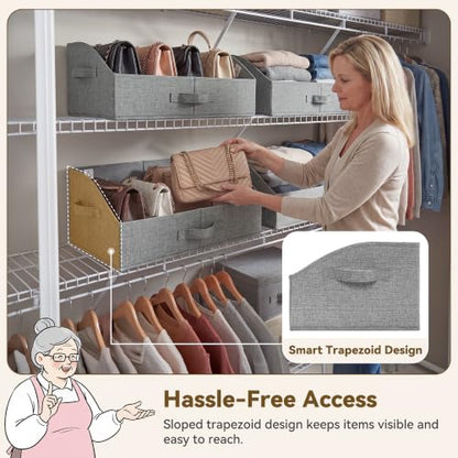 GRANNY SAYS Trapezoid Closet Storage Bins, Large, Dark Gray, 3-Pack - color: Dark Gray, size: 19¾"L x 11"W x 7¾"H