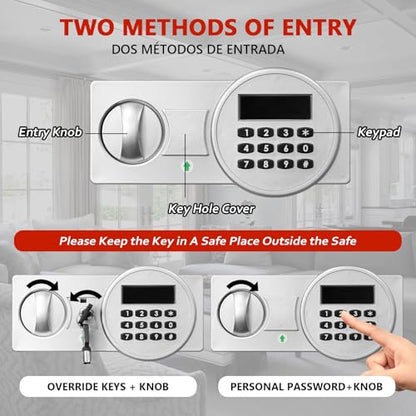 Voncabay Money Safe Box for Home with Digital Keypad, 1.5 Cu. Ft., White - color: White, size: 1.5 Cubic Feet