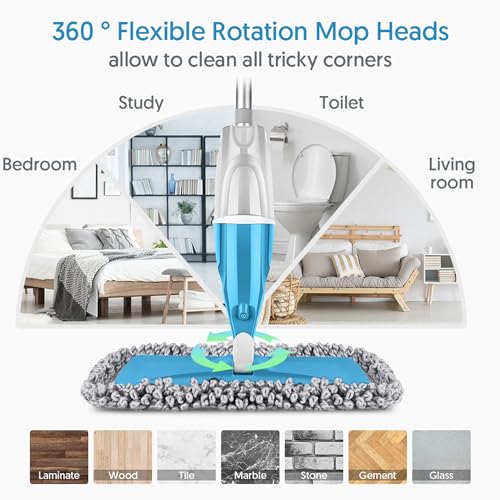 Spray Mop Wet Dry Mops Refillable: Hardwood Floor Mops for Floors Cleaning - color: Blue