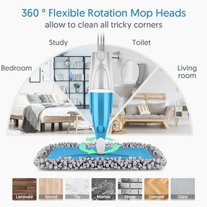 Spray Mop Wet Dry Mops Refillable: Hardwood Floor Mops for Floors Cleaning - color: Blue