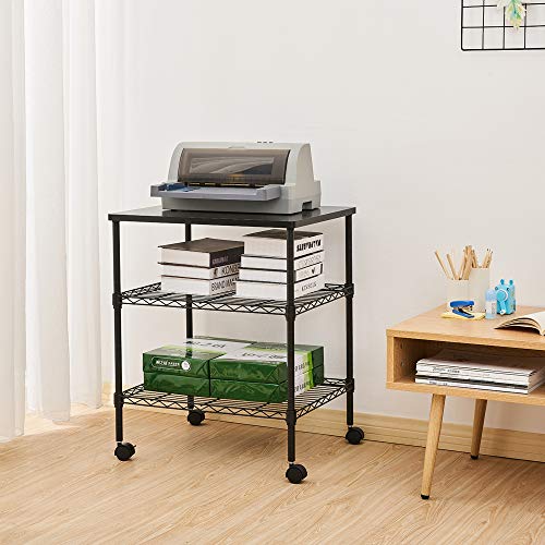 3-Tier Shelf, Adjustable Wire Metal Rack Shelving, Heavy Duty Standing Storage Shelves, Garage, Kitchen, Office, Bathroom, Shelfs Easy Assembly, 22" W x 18" D x 26" H Desktop, Black - color: Black, size: 3-tier 22.05"W x 18.11"D x 26.38"H Desktop