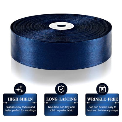 Dark Blue Ribbon 1-1/2 Inch x 100 Yards, Satin Ribbon - color: Dark Blue