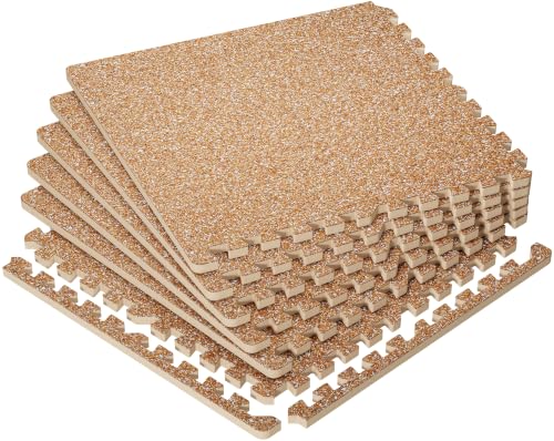 SUPERJARE 0.79'' Extra-Thick 6 Pcs 24 Sq Ft Exercise Equipment Mats - color: Wood, size: 6 Tiles (24 Sq Ft)