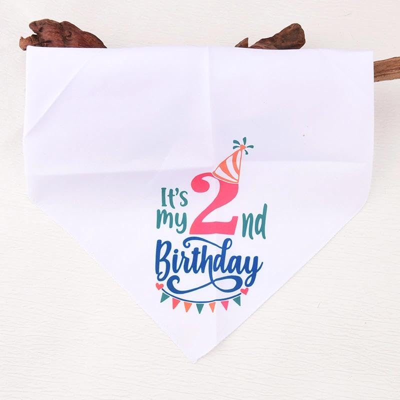 Birthday Girl 2nd Dog Bandana Large Medium Small Dog Pet Collar Bandana for Dogs Puppy Cat Girl Birthday Christmas Accessories - color: 2nd Girl