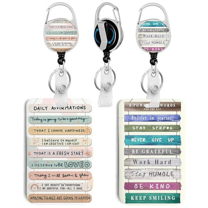 2 Pack Inspirational ID Badge Holder with Clip Badge Reels - color: 2 Pack-inspirational