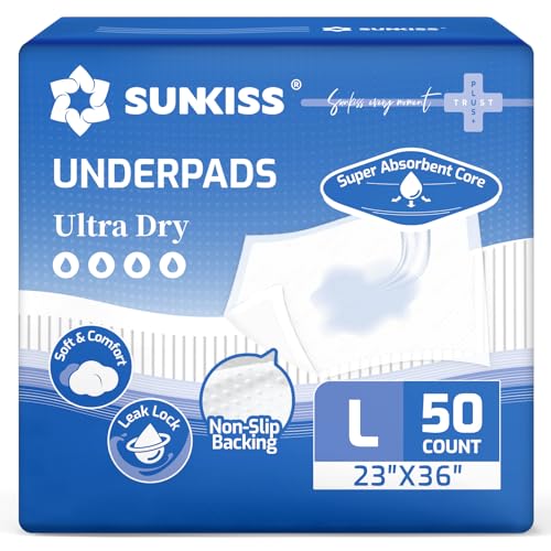 SUNKISS Disposable Bed Pads 23" x 36", Super Absorbent Pee Pads, 50 Count - size: 23" x 36"(50 Count)
