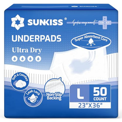 SUNKISS Disposable Bed Pads 23" x 36", Super Absorbent Pee Pads, 50 Count - size: 23" x 36"(50 Count)