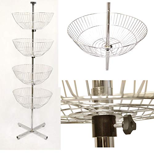 Prolinemax 63 inch High 4 Basket Display Wire Floor Tier Spinner Rack Dump Bin Retail Store