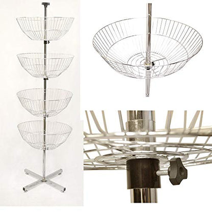 Prolinemax 63 inch High 4 Basket Display Wire Floor Tier Spinner Rack Dump Bin Retail Store