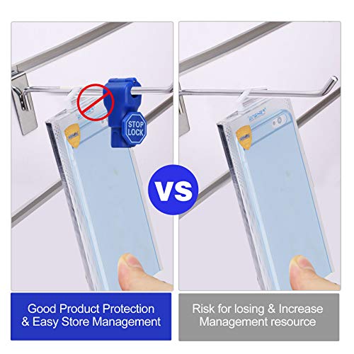 200Pcs Blue Peg Hook Security Stop Lock 6mm for 4.5-5.9mm Retail Pegboard - color: Blue
