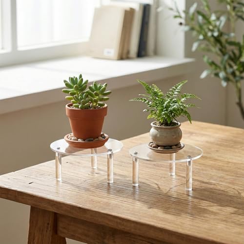 9 Pcs 5 Inch Round Acrylic Risers Display Stands Small Clear Round Acrylic Display Riser for Cake Food Jewelry Figurines Collectibles Table Decor Organizer