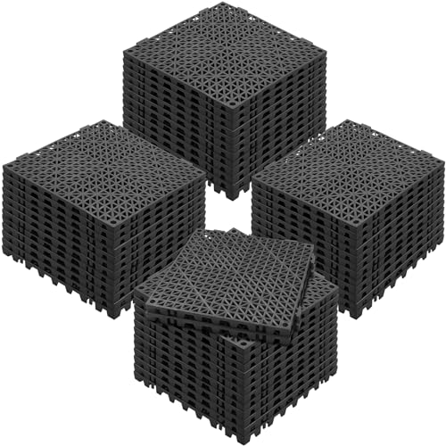 VEVOR Interlocking Tile 50PCS Black, Drainage Tiles 12" x 12" Splicing, Soft PVC Interlocking Drainage Floor Tiles, Non-Slip Drainage Holes for Restroom, Bathroom, Kitchen, Pool, Wet Areas - color: Black