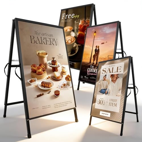 4 Pcs 24 x 36 Inch A Frame Sidewalk Signs, Double-Sided Sandwich Boards