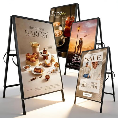4 Pcs 24 x 36 Inch A Frame Sidewalk Signs, Double-Sided Sandwich Boards