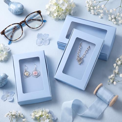 Crtiin 30 Pack Jewelry Gift Boxes Set with Clear Window, Haze Blue - color: Haze Blue