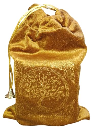 Indian Consigners Soft Velvet Pouch for Tarot, Altar, Rune, Gift, Crystal, jewelry Wrap Bags for Precious, Sacred and Spiritial Items (Gold) - color: Gold
