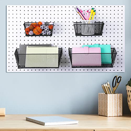 Sieral 4 Pcs Metal Pegboard Baskets Wire Organizer, Large, Black - color: Black, size: Large