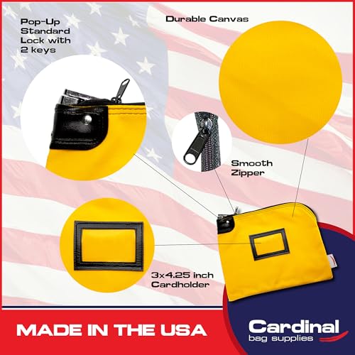 Locking Canvas Cash Bag, Yellow, 9 x 12 Inch - color: Yellow