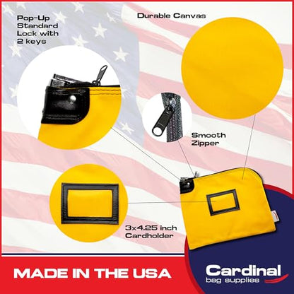 Locking Canvas Cash Bag, Yellow, 9 x 12 Inch - color: Yellow
