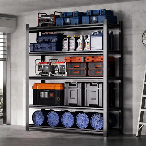 Dyoung 5 Tier Adjustable Garage Shelving Units 63" H Storage Utility Shelves 1800LBS Heavy Duty Shelving Industrial Shelving Rack for Garage Warehouse Basemen, Black (15.7" D*23.6" W*63" H) - size: 15.7"D*23.6"W*63"H
