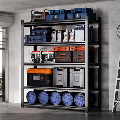 Dyoung 5 Tier Adjustable Garage Shelving Units 63" H Storage Utility Shelves 1800LBS Heavy Duty Shelving Industrial Shelving Rack for Garage Warehouse Basemen, Black (15.7" D*23.6" W*63" H) - size: 15.7"D*23.6"W*63"H
