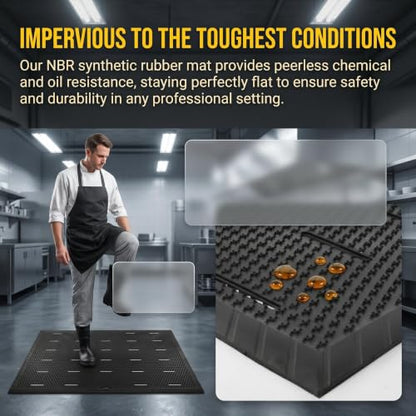 Rubber Floor Mats 47"x35", Commercial Restaurant Drainage Mat