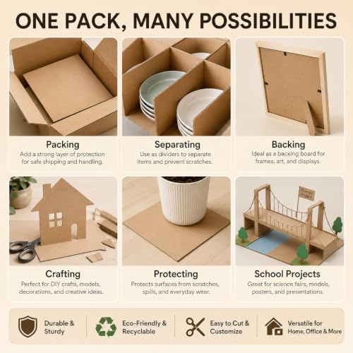Corrugated Pads, Protective Packaging Sheets for Shipping and Moving (cardboard 3.5 * 4.5in 60Pcs) (cardboard 8.5 * 11in 10Pcs) - size: cardboard 8.5*11in 10Pcs