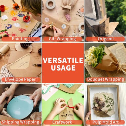 Kraft Paper Sheets, 83 PCS Packing Paper Sheets, 14.5" x 11" Sheet Size Craft Paper, Durable Packing Paper, Foldable Shipping Paper for Shipping, Packaging, DIY, Moving(Brown)
