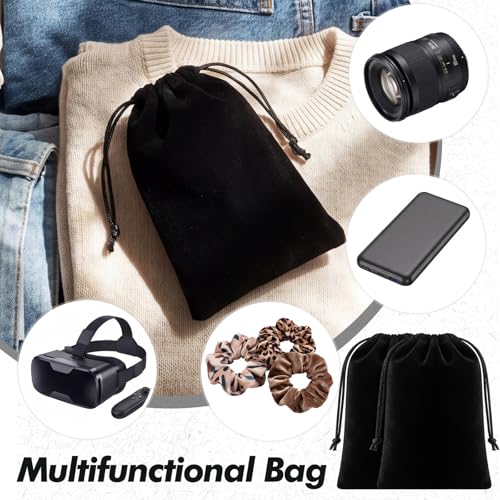 50 Pcs Black Velvet Drawstring Gift Bags, 4 x 6 Inch - size: 4 x 6 Inch