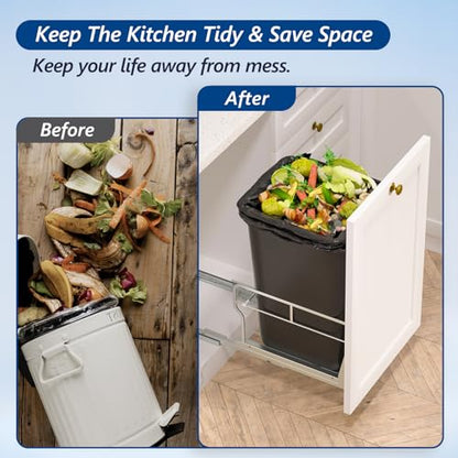 Insputer Pull Out Trash Can Cabinet with Soft-Close Slides - size: Single