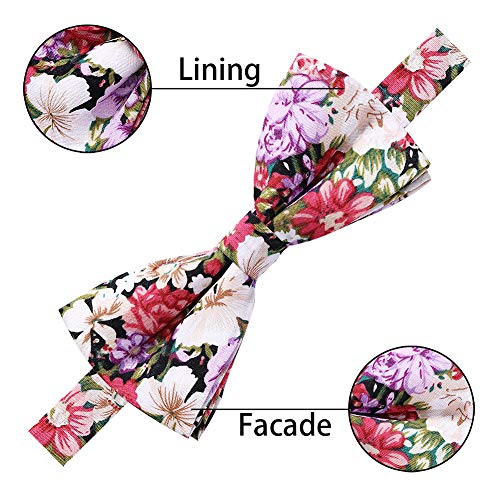 AUSKY 8 PACKS Elegant Adjustable Pre-tied Bow Ties for Men Boys (1&4&5&6&8 Pack for option) - color: Floral D