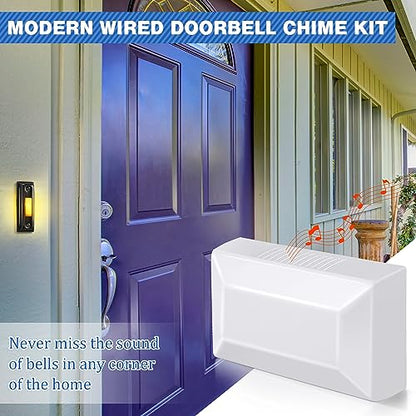 Saillong Wired Doorbell Chime with 2 Lighted Push Buttons, Hill Style - style: Hill Style