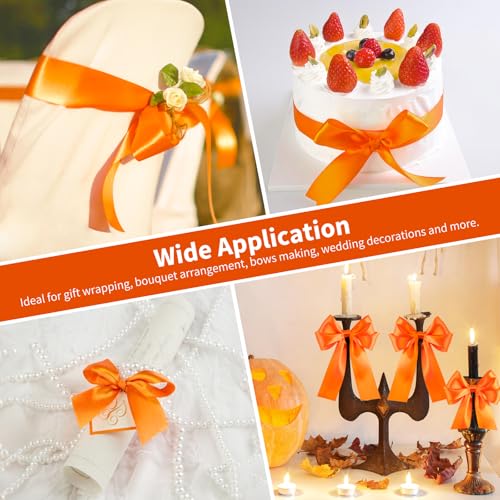 Mauproy Orange Satin Ribbon, 1-1/2 Inch, 50 Yards - color: Orange