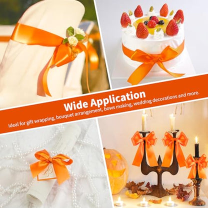 Mauproy Orange Satin Ribbon, 1-1/2 Inch, 50 Yards - color: Orange