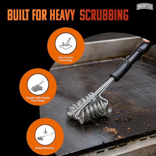 BRUSHTECH XL Griddle Brush - Bristle-Free, Stainless Steel (Black/Metal) - style: XL Griddle