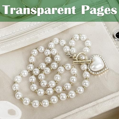 Travel Jewelry Organizer Case,Small Jewelry Bags Jewelry Storage Book Ring Binder with Clear Zipper Velvet Pouch for Traveling (Inner Pages,Beige,3 PCS,Medium) - color: Inner Pages,Beige,3 PCS,Medium