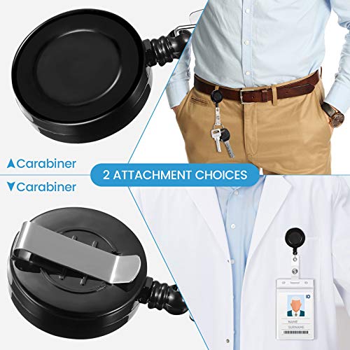 Zonon 100 Pcs Retractable Badge Reel ID Holder with Clip,Black - color: Black