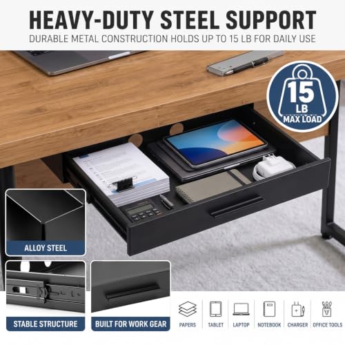 Menkxi 18 x 12 in Under Desk Drawer,Slide out Storage Organizer Heavy Duty - size: 18 x 12 in