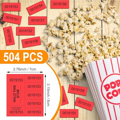 Kosiz 5 Bid 504 Raffle Ticket Sheets Chinese Auction Tickets, Red - color: Red, size: 5 Bid