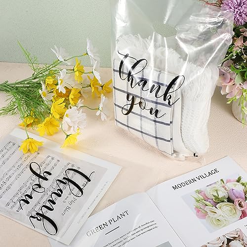 Crtiin 100 Pcs Clear Plastic Thank You Shopping Bags,12 x 15 Inch - size: 12 x 15 Inch