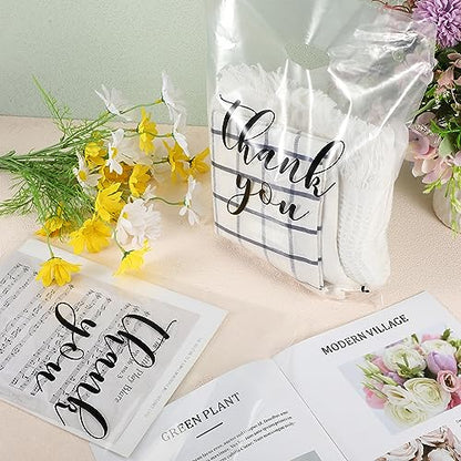 Crtiin 100 Pcs Clear Plastic Thank You Shopping Bags,12 x 15 Inch - size: 12 x 15 Inch