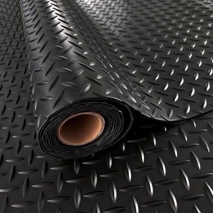 StellarStar 4x6 FT Garage Floor Mat, 2.8mm Thickened PVC Diamond Plate - color: Black, size: 4x6 FT