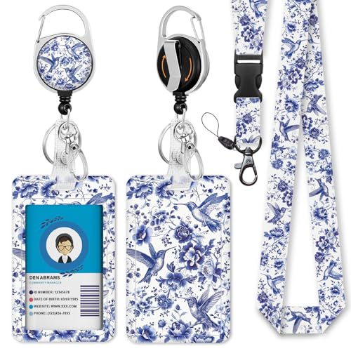 Giancomics Bird Lanyards for ID Badges, Badge Holder Retractable Reel Card - color: Blue Bird